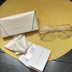 Michael Kors Blue Light Aviator Glasses - Rose Gold